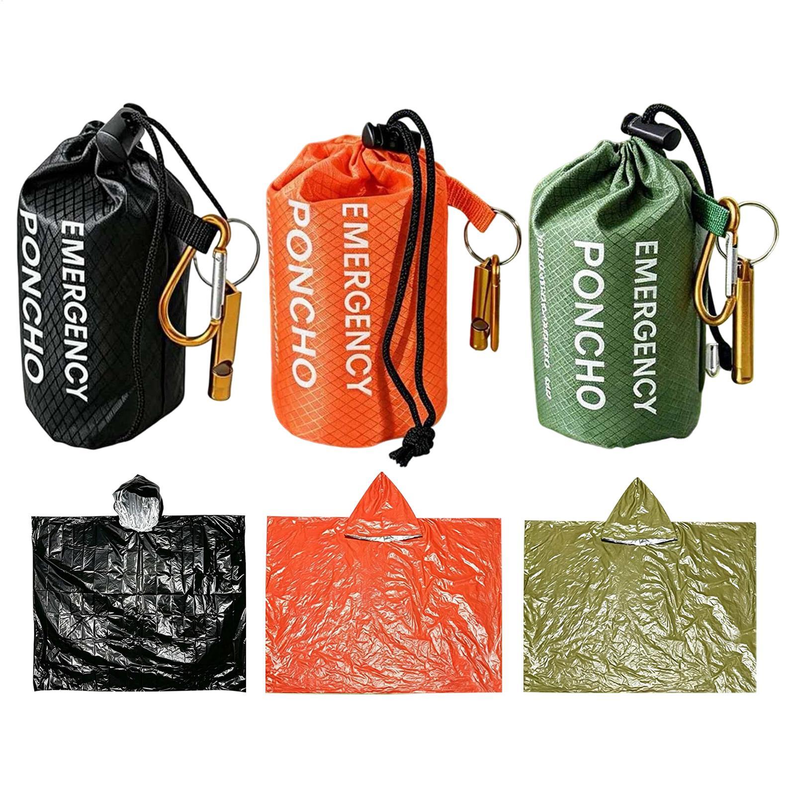 Survival Blanket Reflective - 3 قطع: معطف واقٍ من المطر