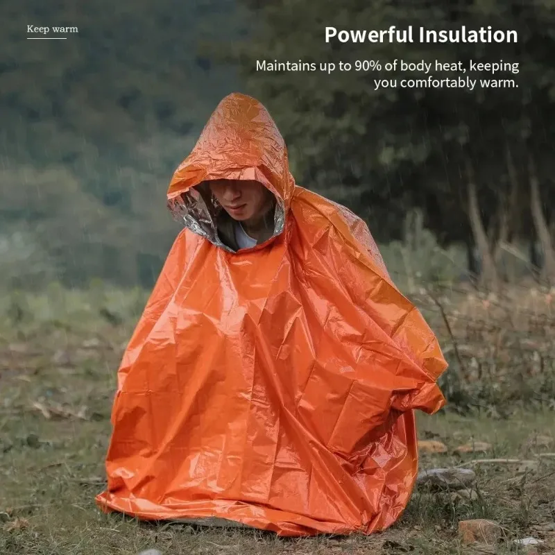 معطف واقٍ من المطر للطوارئ، مع - مراجعة Survival Blanket Reflective وسعره